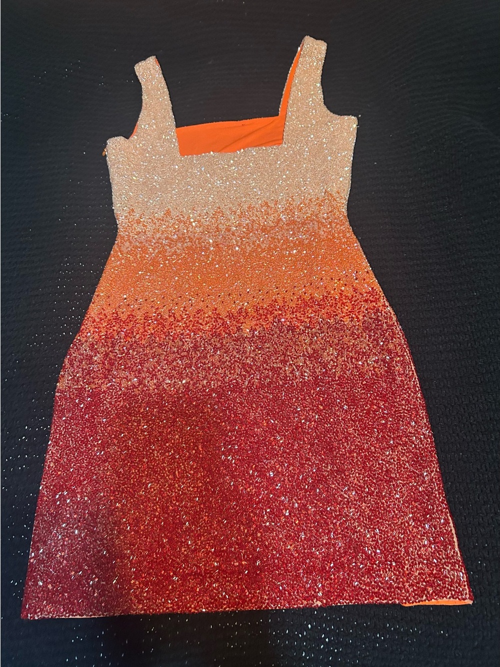 Clio Peppiat Sparkling Ombre Mini Dress in Red Orange - Picture 8 of 11
